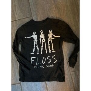 Crewcuts glow in the dark floss til you drop top skeleton Halloween fall